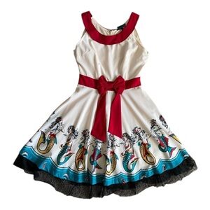 Sourpuss Pink and Cream Dress with Black Logo Tag mermaid 🧜‍♀️ size XXL